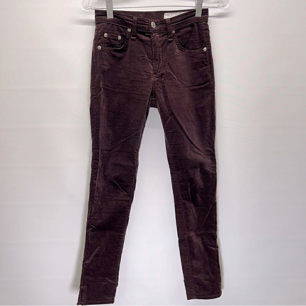 Rag & Bone Womens 10 Inch Capri Skinny Jean in Wine‎ Velvet 24